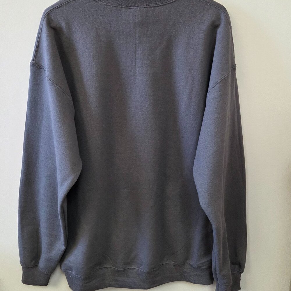 Large Faux Gold Embroidery Christmas Tree Charcoal Sweatshirt - Picture 4 of 5
